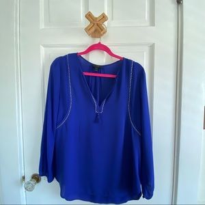 JCrew blouse with fun tassel detail